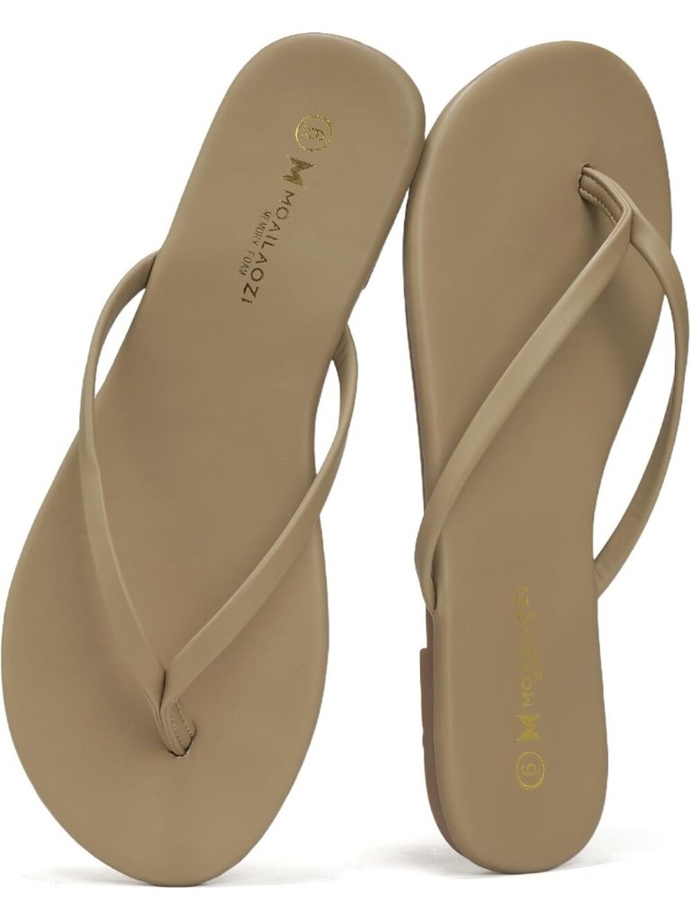 Womens Coffee Memory Foam Cushioned Sole Lightweight Flat Thong Flip-Flop Sandal